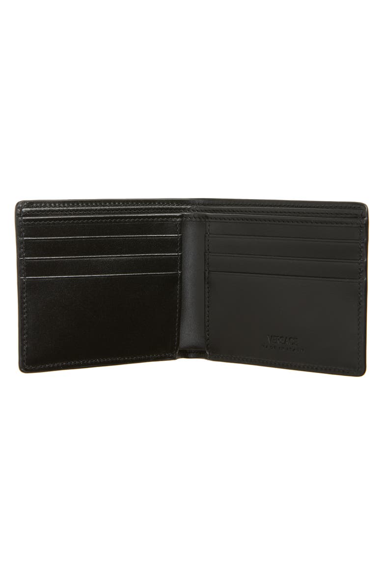 Medusa Leather Bifold Wallet, Alternate, color, BLACK/ VERSACE GOLD