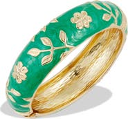 SAVVY CIE JEWELS Enameled Floral Hinge Bangle Bracelet