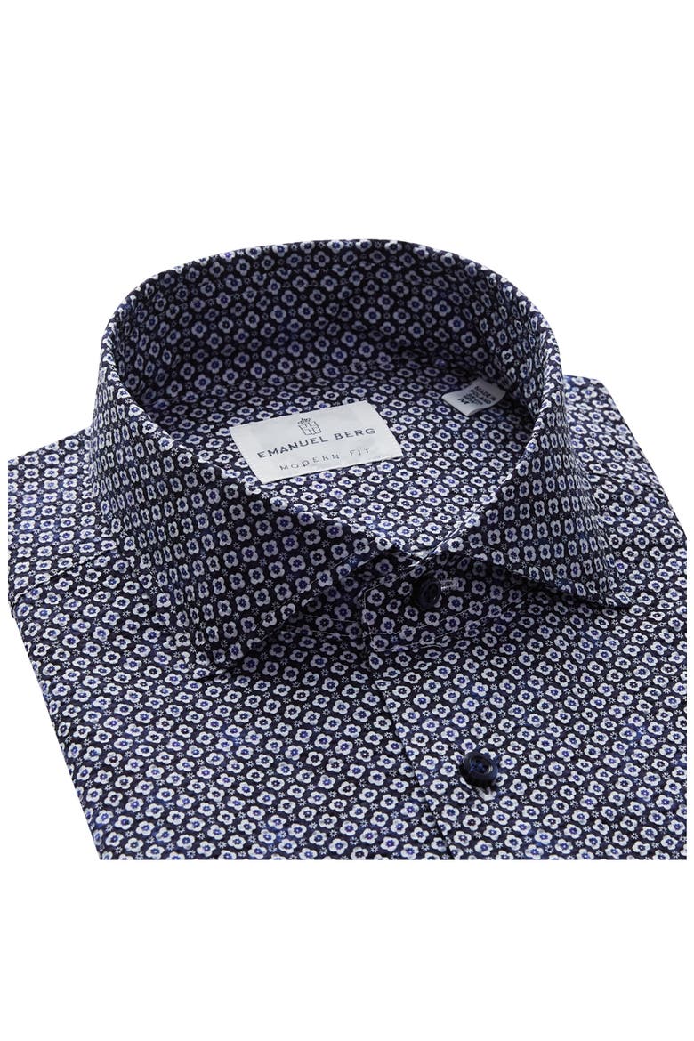 Textured Sartorial Floral Cotton Dress Shirt, Alternate, color, NAVY