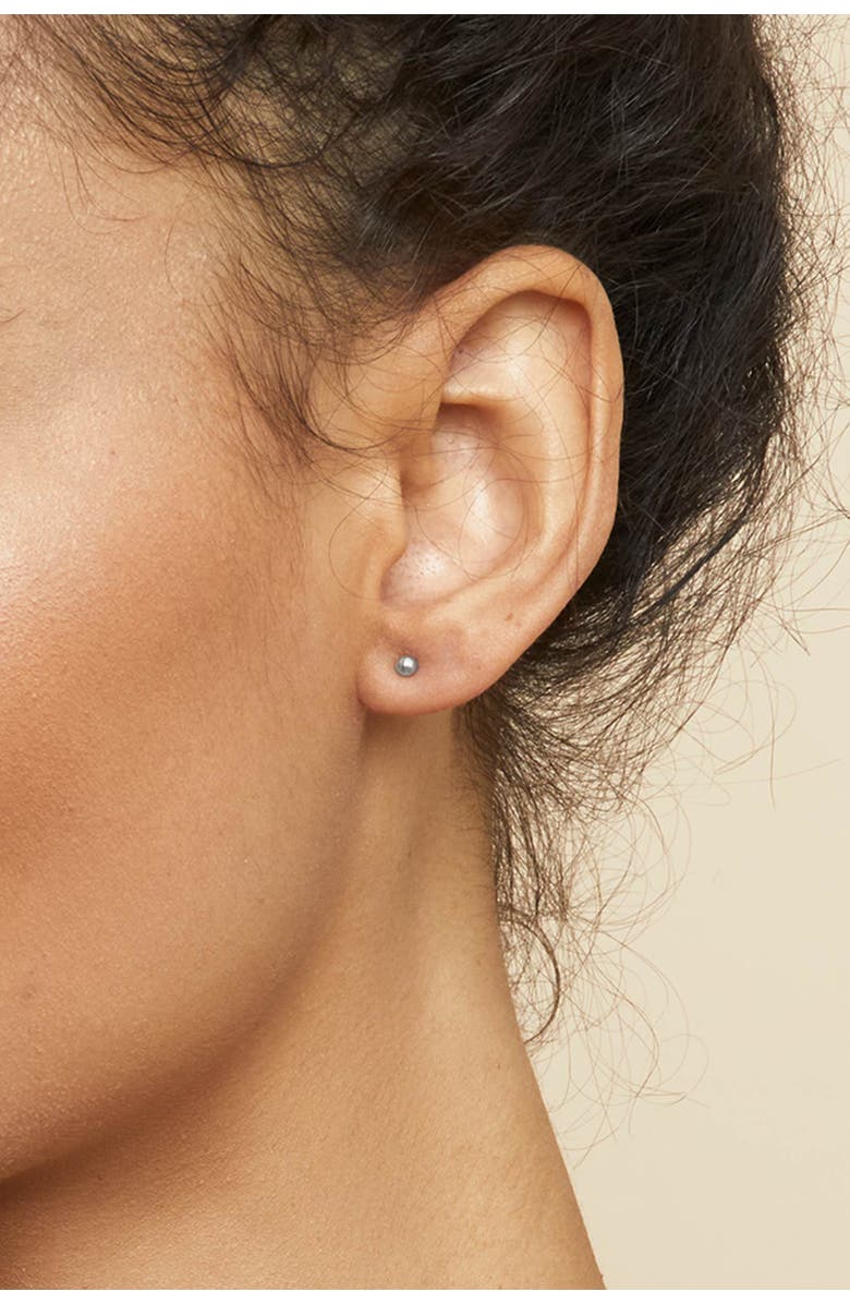 Oradina 14K Gold Have a Ball Petite Studs, Alternate, color, White Gold