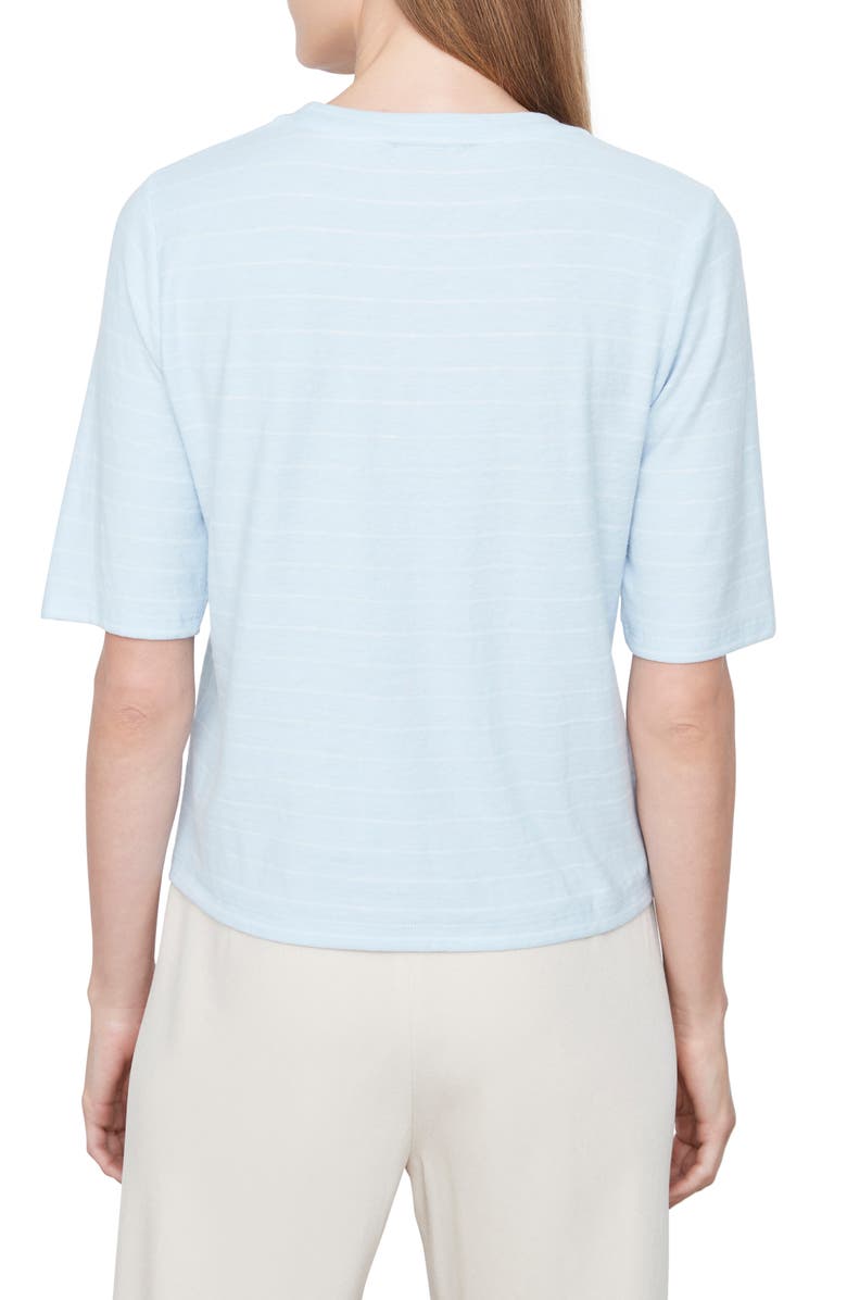 Vince Stripe Relaxed Elbow-Sleeve T-Shirt, Alternate, color, Sky/ Off White