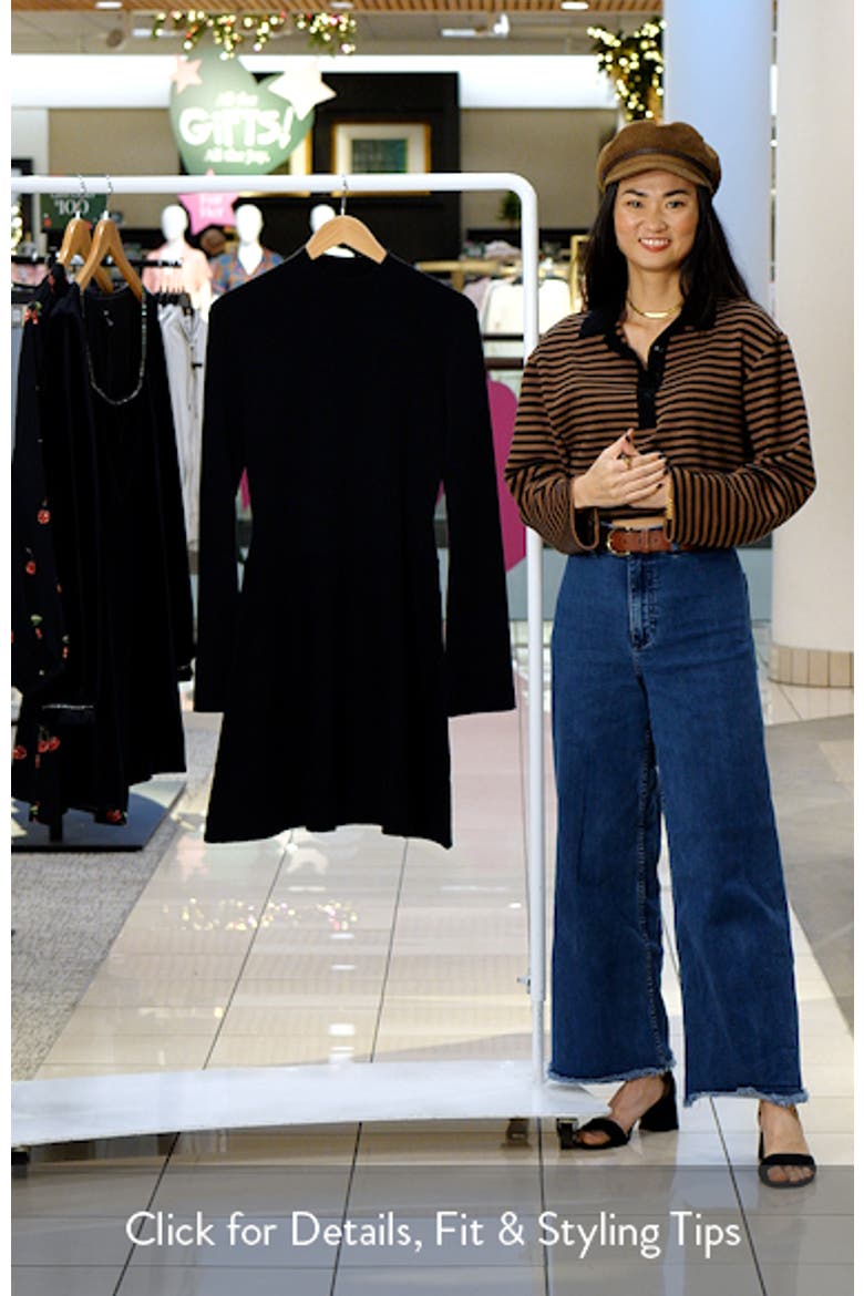 Mock Neck Long Sleeve Sweater Dress video