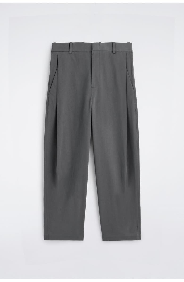 COS Wide-Leg Pleated Cotton Pants, Alternate, color, Gray