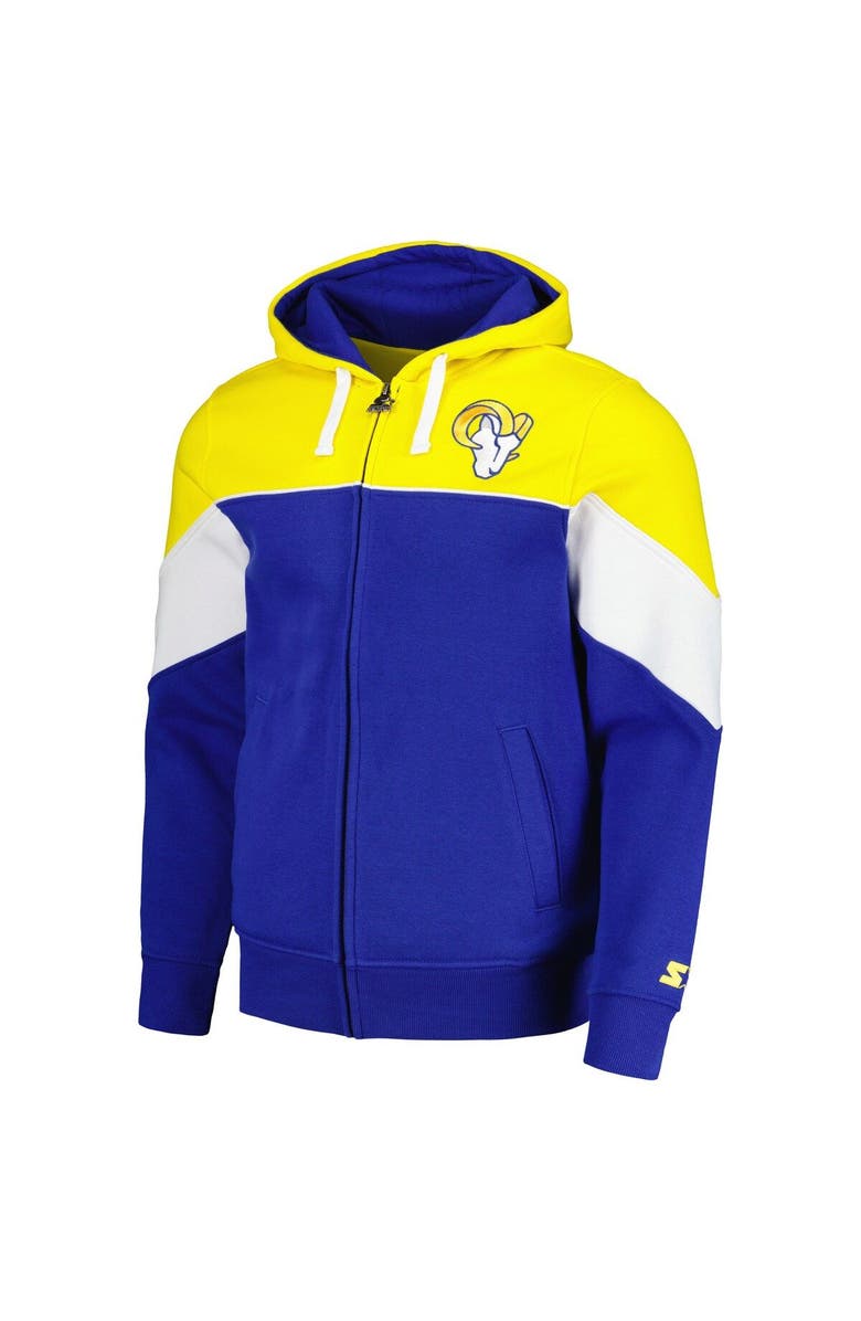 STARTER Men's Starter Royal/Gold Los Angeles Rams Running Back Full-Zip Hoodie, Alternate, color, 