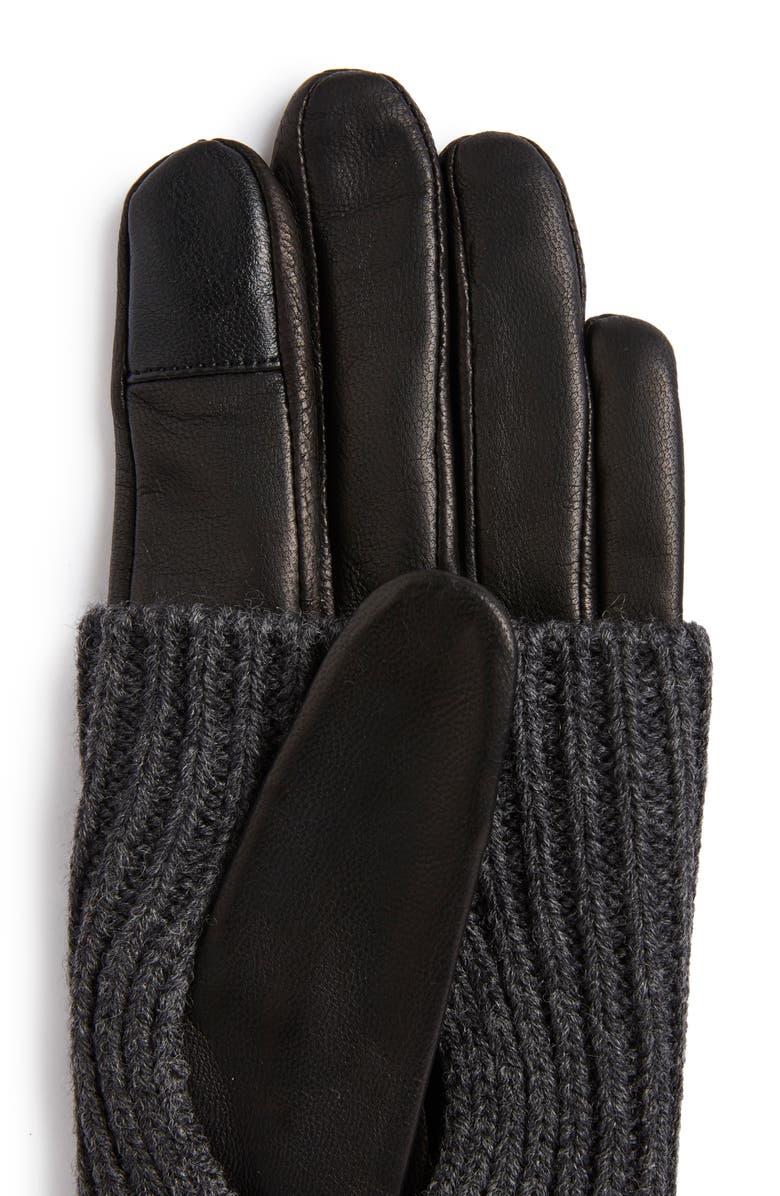 AllSaints Knit & Leather Gloves, Alternate, color, 