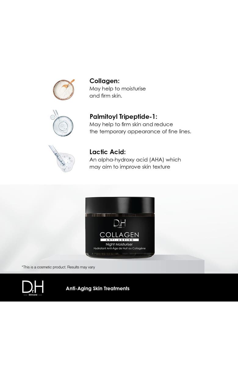 Dr H Collagen Anti-Ageing Night Moisturiser 60ml, Alternate, color, White