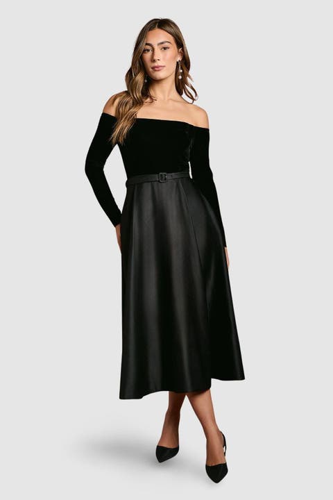 Bardot Full Skirted Midi Dress