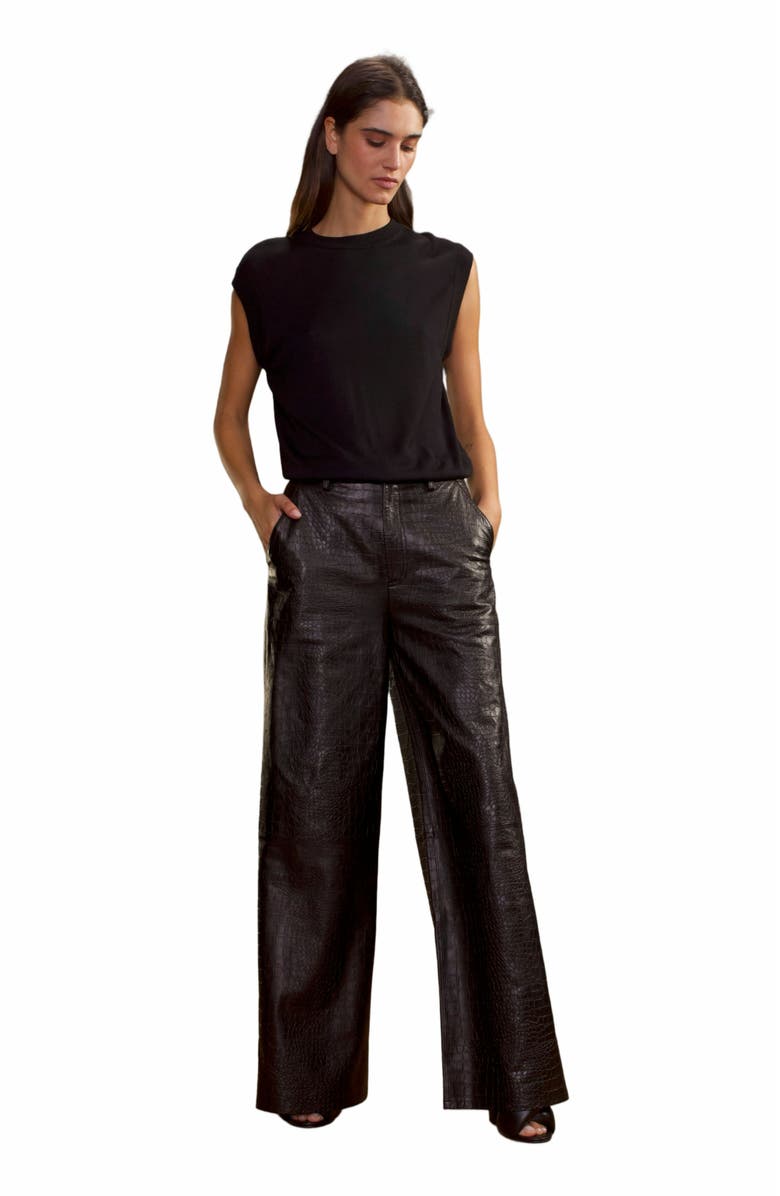 Cynthia Rowley Embossed Leather Pants, Main, color, 