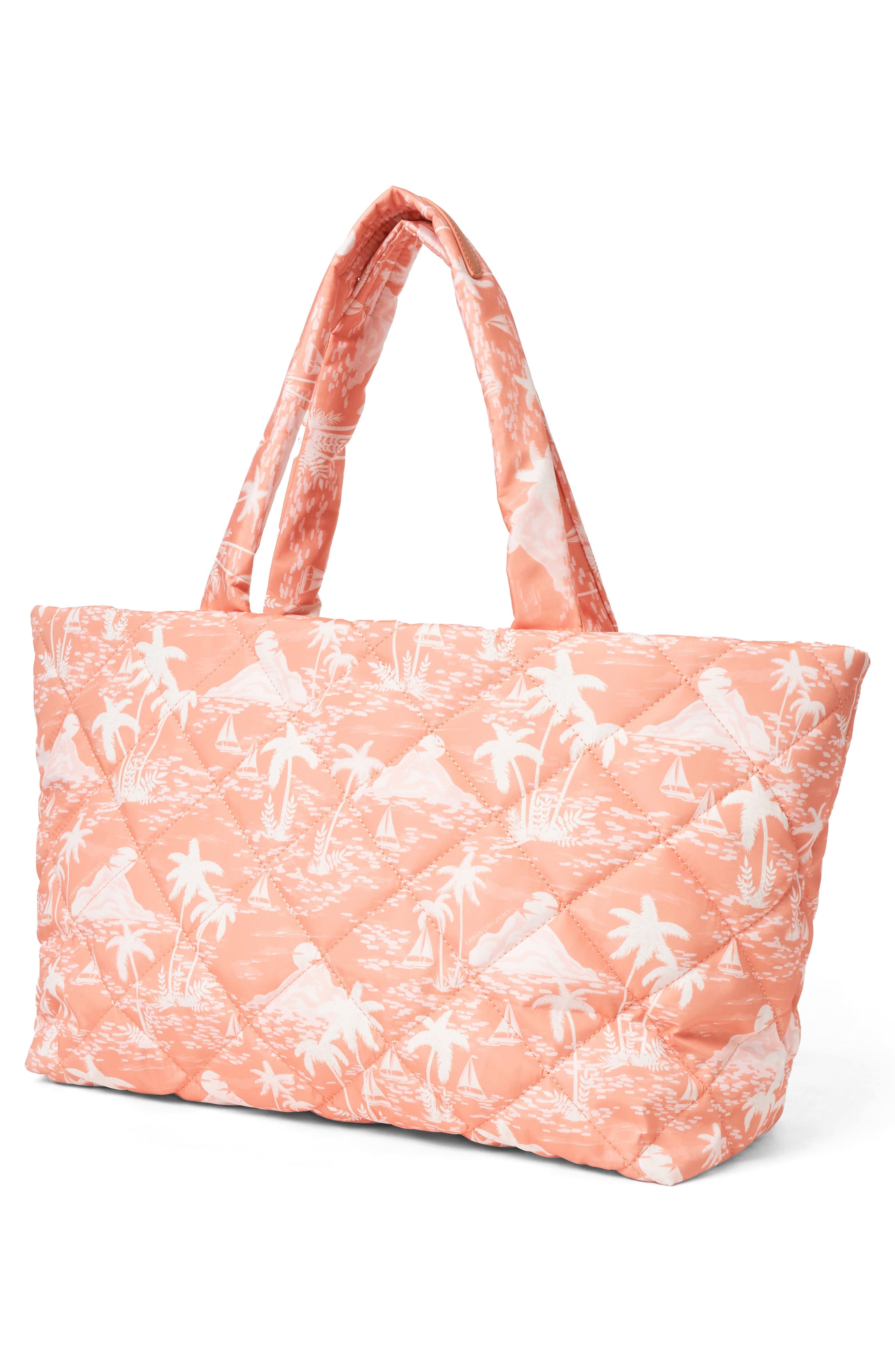 Woven Tote Bag, Alternate, color, ISLAND PEACH