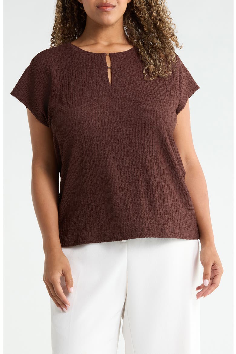 Extended Shoulder Knit Top, Main, color, FUDGE