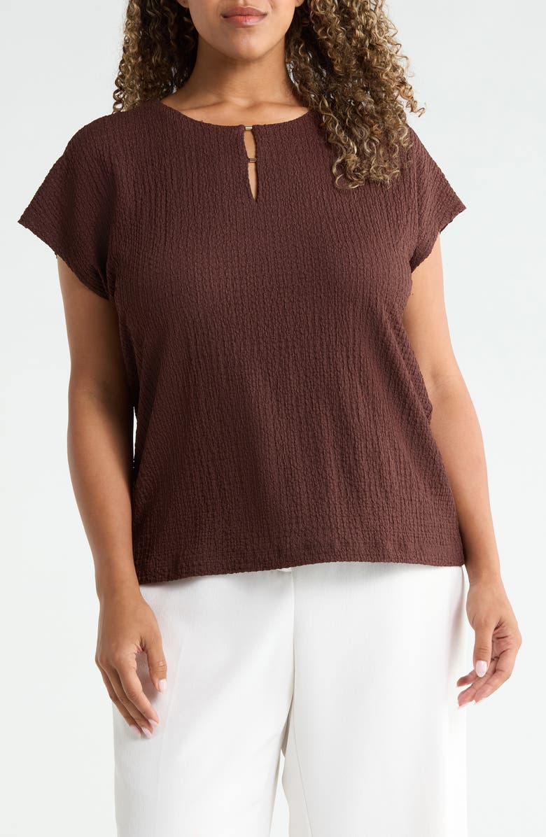 Jones New York Extended Shoulder Knit Top, Main, color, Fudge