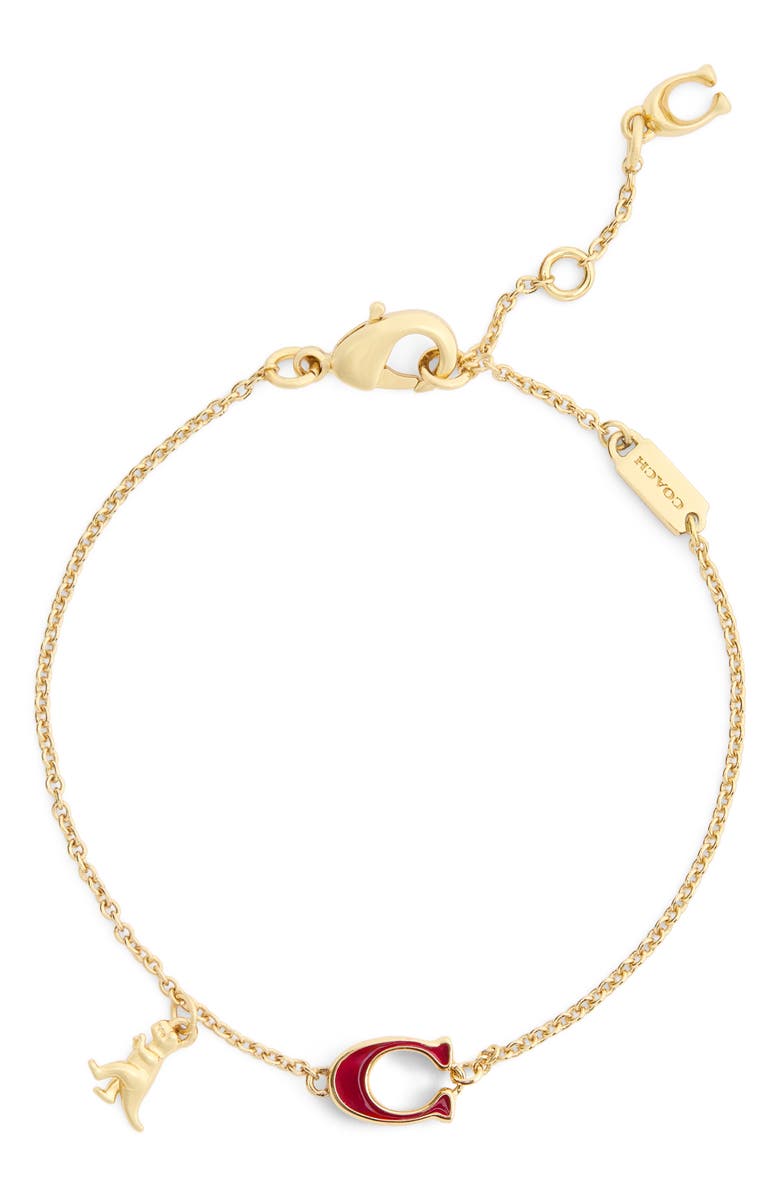 COACH C-Motif & T-Rex Charm Bracelet, Main, color, 