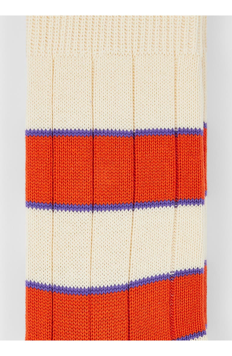 Paul Smith Stripe Rib Cotton Blend Dress Socks, Alternate, color, Off White