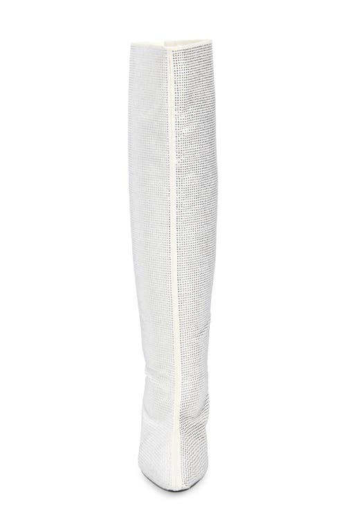 Simon Miller Kuki Crystal Pointed Toe Kitten Heel Over The Knee Boot In White