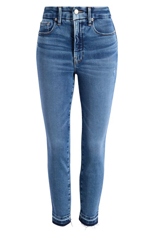 Good American Good Waist High Waist Distressed Release Hem Crop Jeans In Indigo699