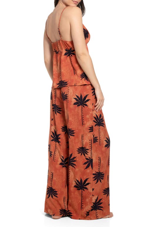 Midnight Bakery Palm Print Pajamas In Brown
