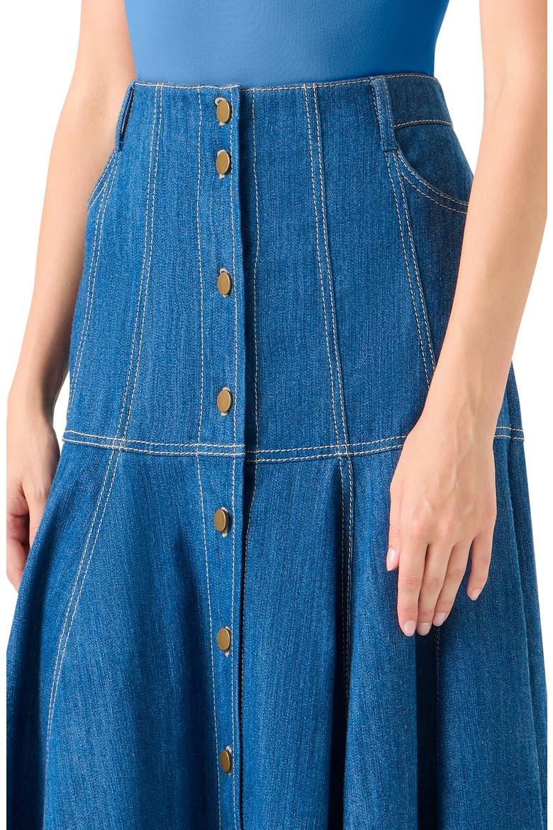 Stretch Denim Tiered Skirt, Alternate, color, MEDIUM BLUE DENIM