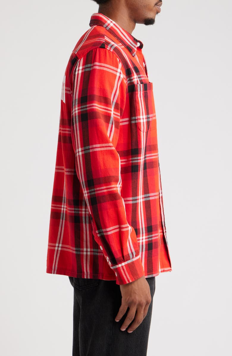 ICECREAM Jack Plaid Cotton Graphic Button-Up Shirt, Alternate, color, Fiery Red