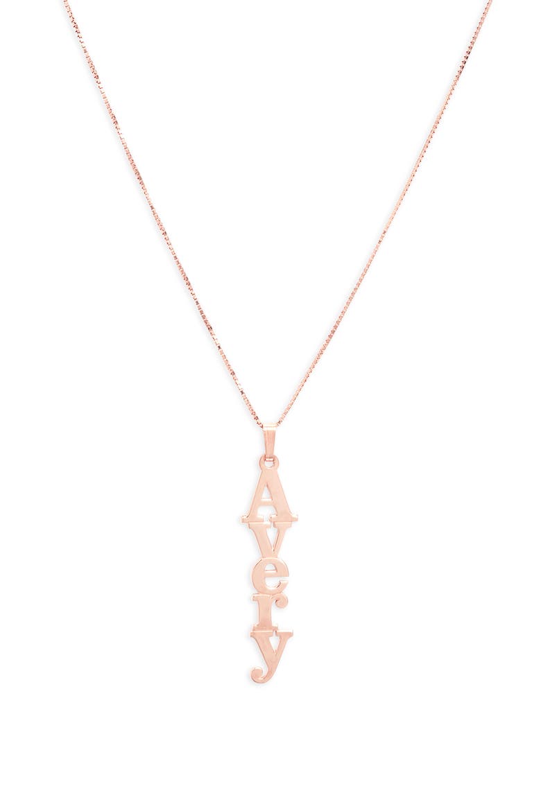 Personalized Nameplate Pendant Necklace, Main, color, ROSE GOLD PLATED