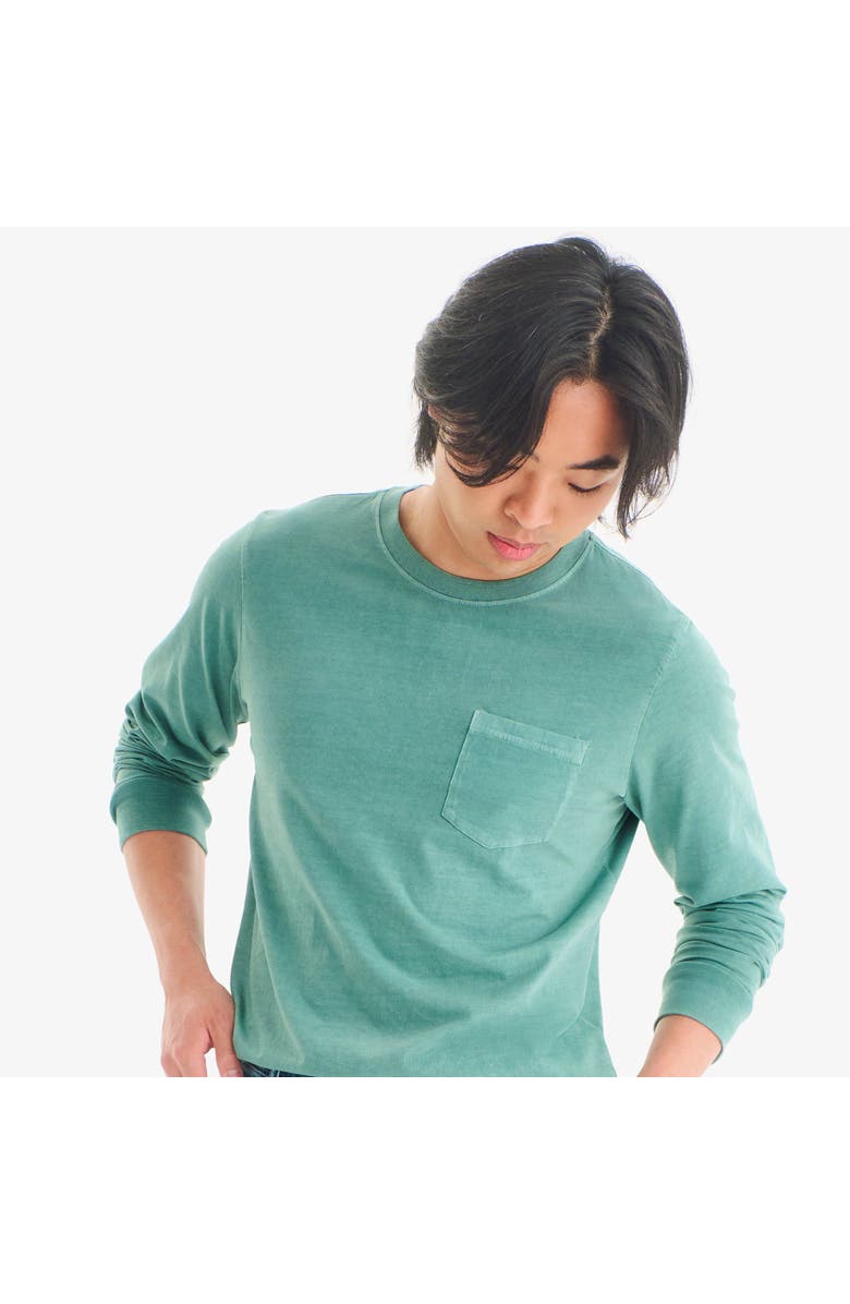 Primary Adult Long Sleeve Garment Dyed Pocket Tee, Alternate, color, Sunwashed Teal