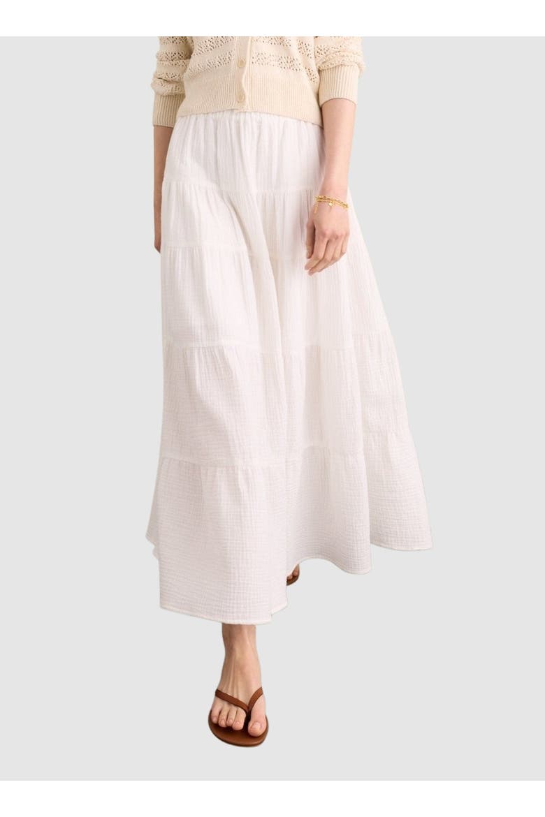 Rhoda Cheesecloth Tiered Maxi Skirt, Main, color, Pure White