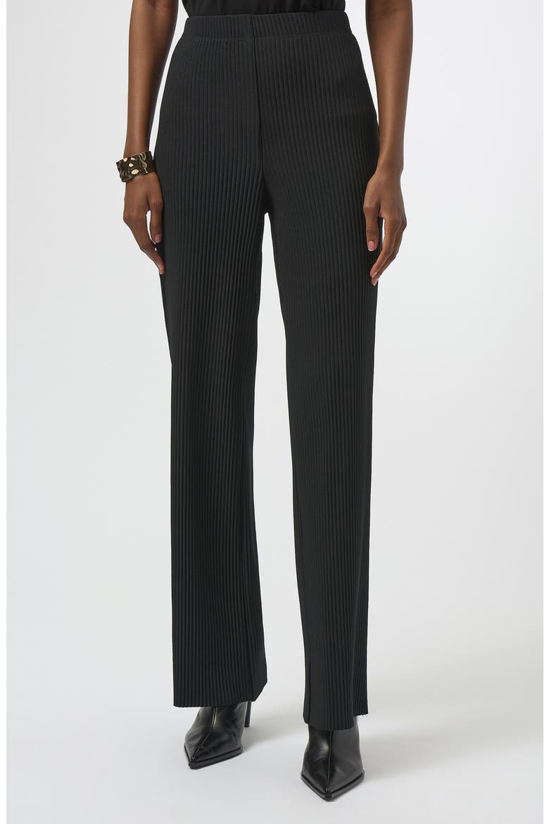 Pleated Wide Leg Scuba Knit Crepe Pants, Main, color, BLACK