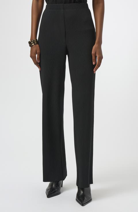 Pleated Wide Leg Scuba Knit Crepe Pants