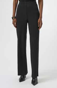 Pleated Wide Leg Scuba Knit Crepe Pants
