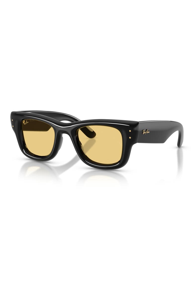 Wayfarer Puffer 47mm Square Sunglasses, Alternate, color, BLACK / YELLOW