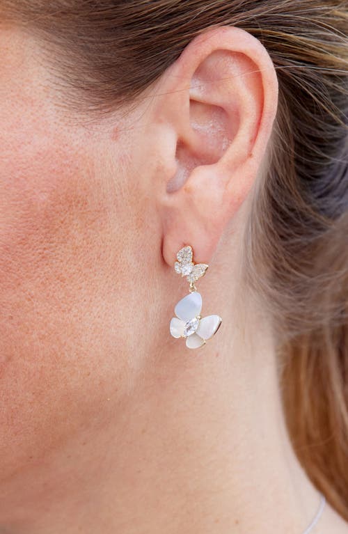 Savvy Cie Jewels 18k Gold Plated Mother Of Pearl Drop Star Earrings In Yellow