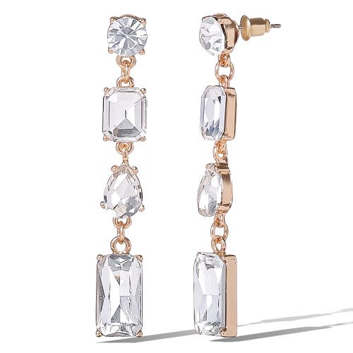 Jessica Simpson Crystal Cascade Statement Earrings In Silver