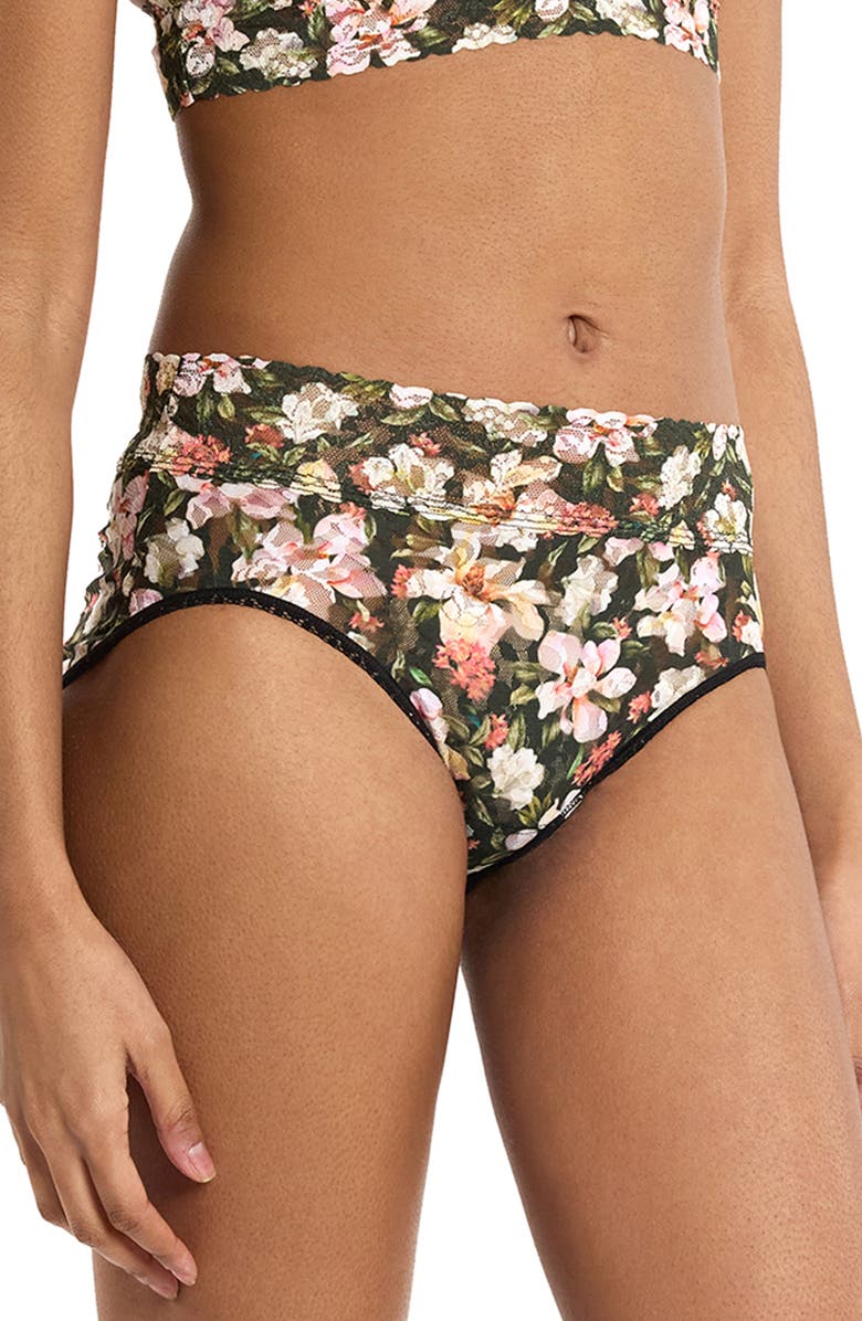 Hanky Panky Print Lace Briefs, Alternate, color, Dark Room Blooms