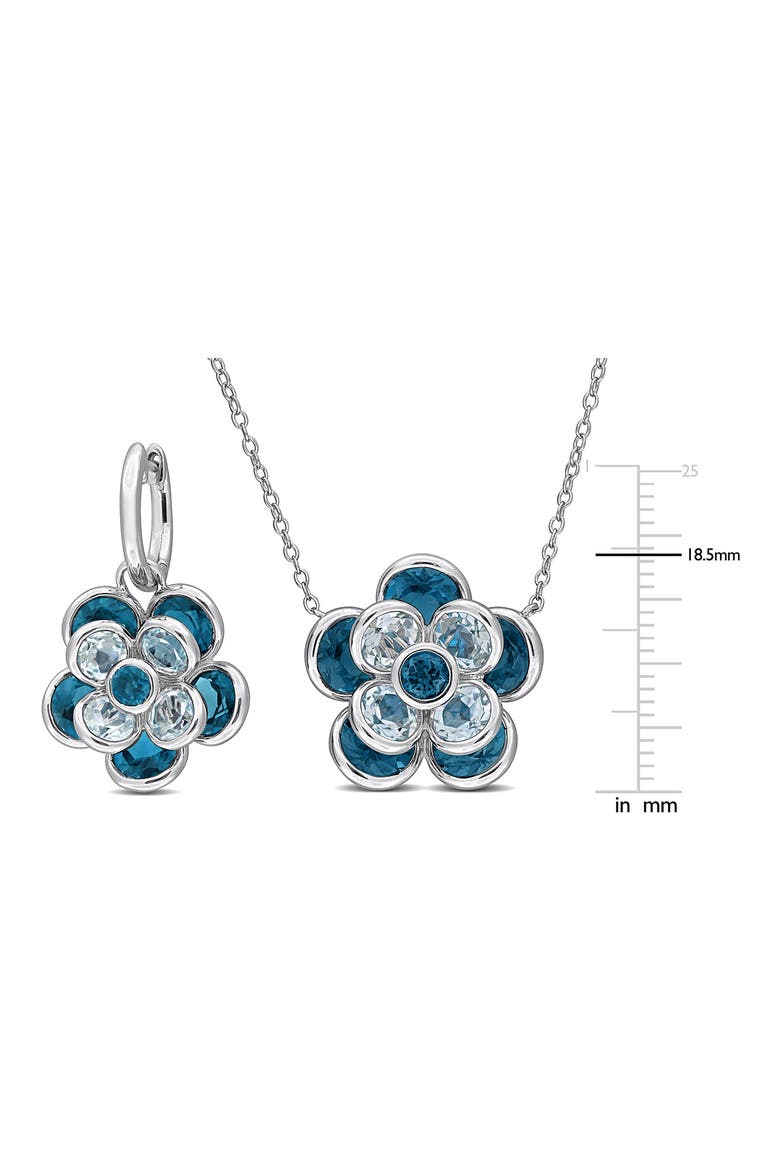 London Blue Topaz Flower Earrings & Necklace Set, Alternate, color, BLUE