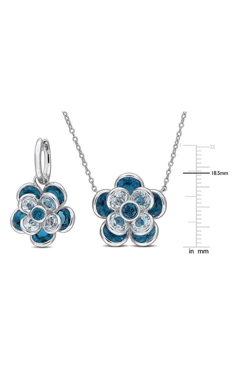 DELMAR London Blue Topaz Flower Earrings & Necklace Set, Alternate, color, Blue