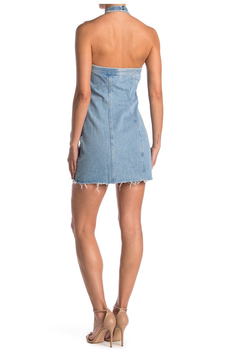 GRLFRND Vanessa Denim Halter Mini Dress, Alternate, color, 