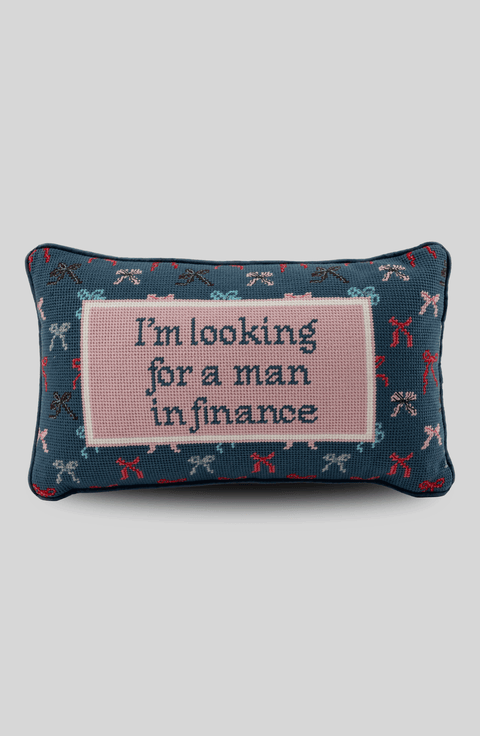 Man In Finance Needlepoint Pillow