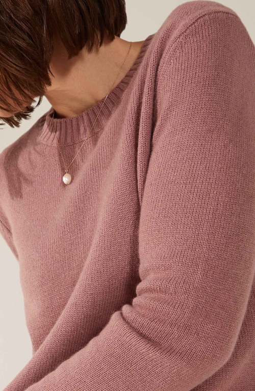 Italic Mila Cashmere Boxy Crop Sweater In Dusty Rose