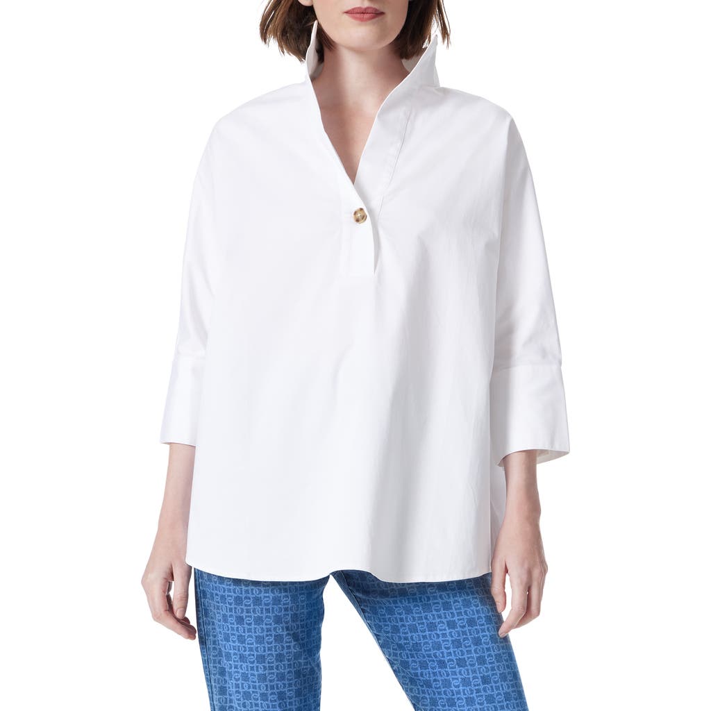 Do By Dee Ocleppo Three-quarter Sleeve Popover Top In Optic White