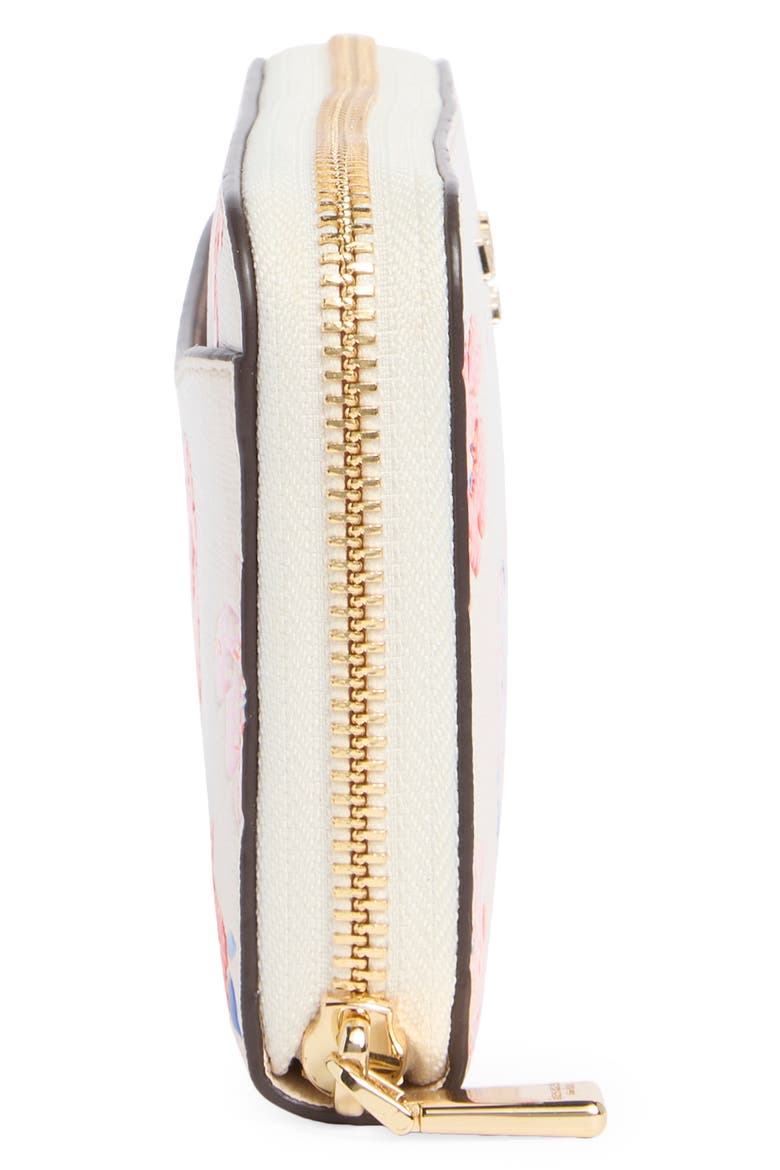Morgan Dotty Floral Embossed Saffiano Leather Zip Continental Wallet, Alternate, color, WHITE MULTI
