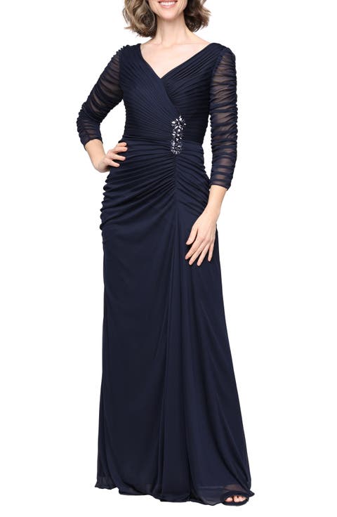 Pleated Chiffon Gown
