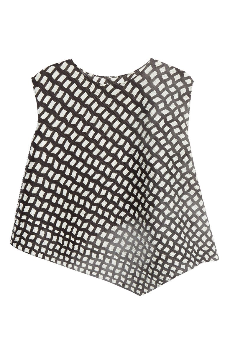 Pleats Please Issey Miyake Step Grid Asymmetrical Top, Alternate, color,