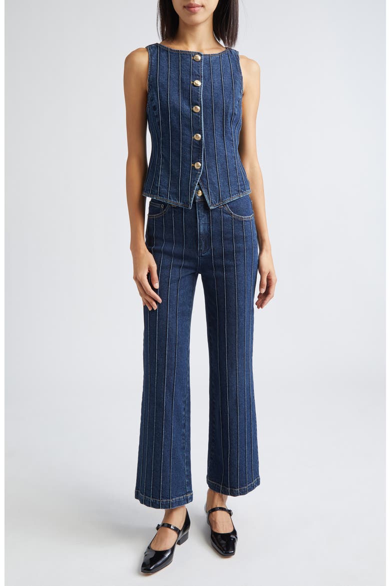 Camen Pintuck Detail Denim Vest, Alternate, color, FONTAINE