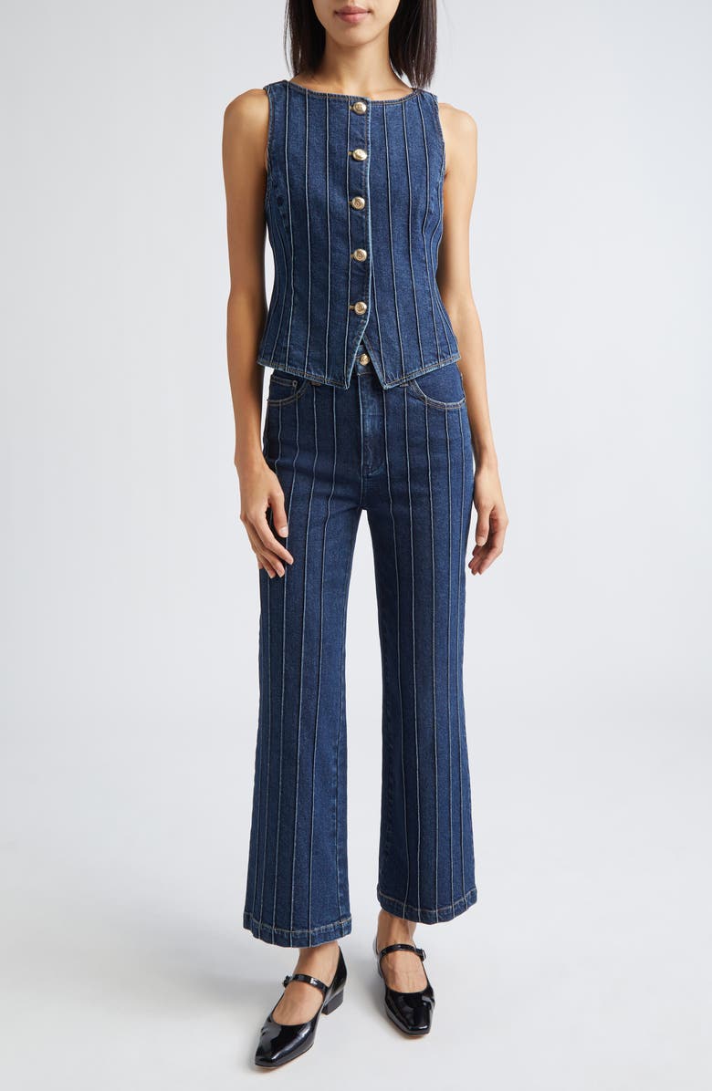 Cinq à Sept Camen Pintuck Detail Denim Vest, Alternate, color, Fontaine