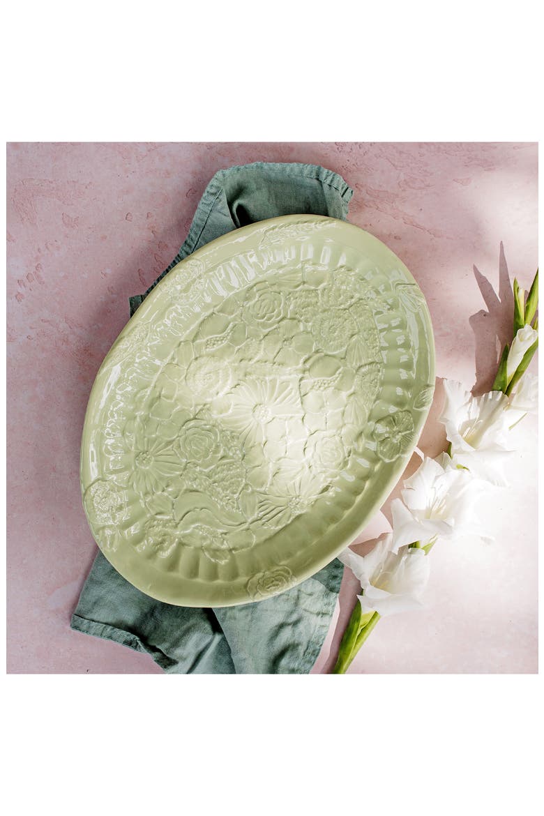 Pietra Fiori Oval Platter, Alternate, color, GREEN