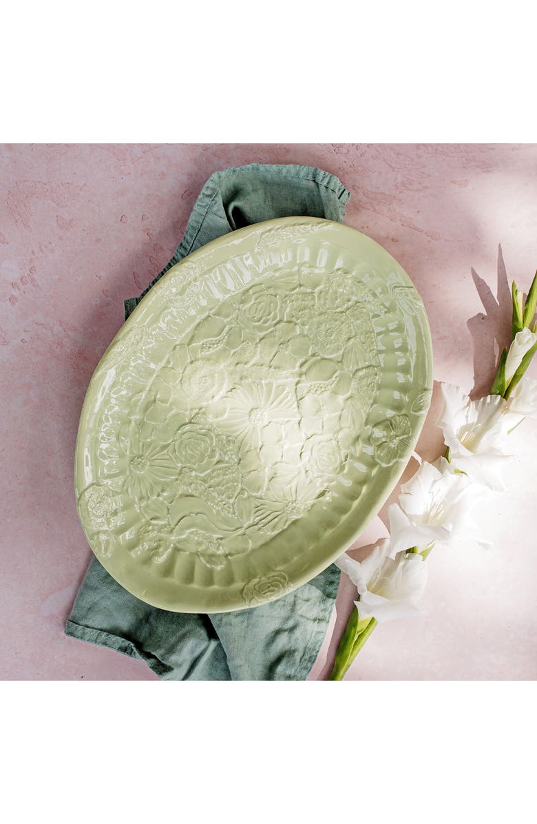 VIETRI Pietra Fiori Oval Platter, Alternate, color, Green
