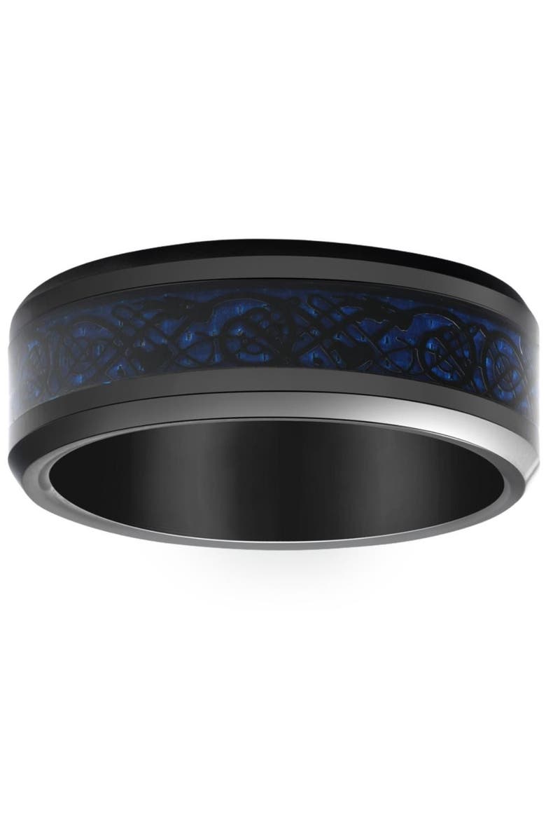 Bliss Diamond Men's Black Dragon Black Tungsten Ring 8mm Wedding Band Comfort Fit Ring, Alternate, color, 