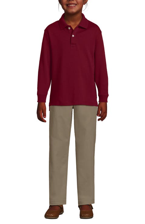 School Uniform Kids Long Sleeve Interlock Polo Shirt
