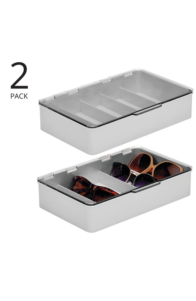mDesign Plastic Stackable Eyeglass Organizer, 5 Sections, 2 Pack, Alternate, color,