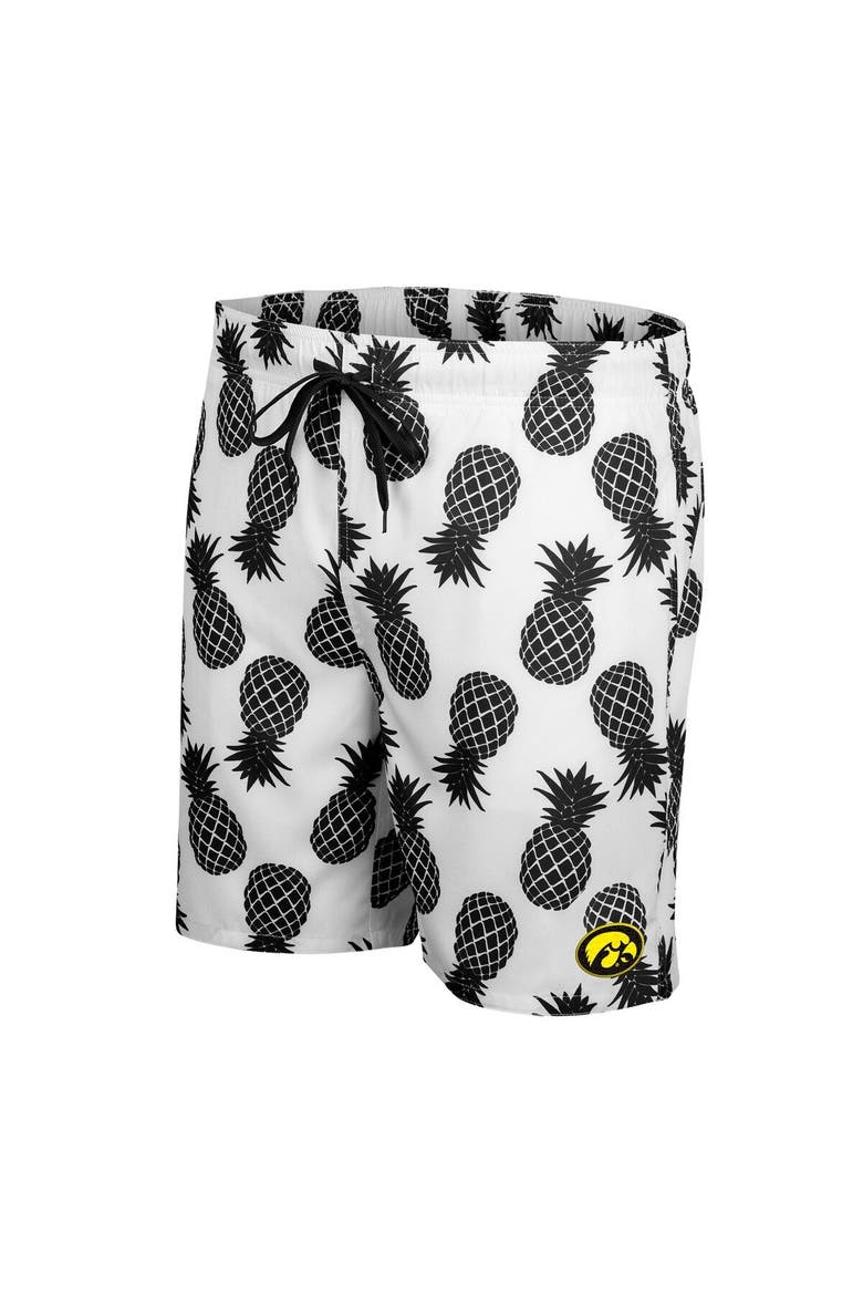 Men's Colosseum White Iowa Hawkeyes Pineapples Swim Shorts, Alternate, color, White
