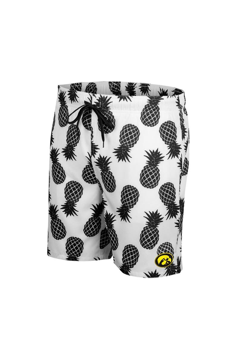 COLOSSEUM Men's Colosseum White Iowa Hawkeyes Pineapples Swim Shorts, Alternate, color,